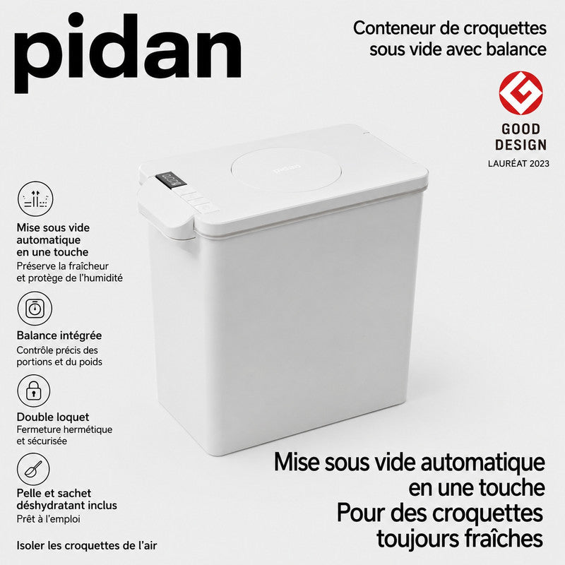 pidan — Boîte à croquettes sous vide 15 L avec balance